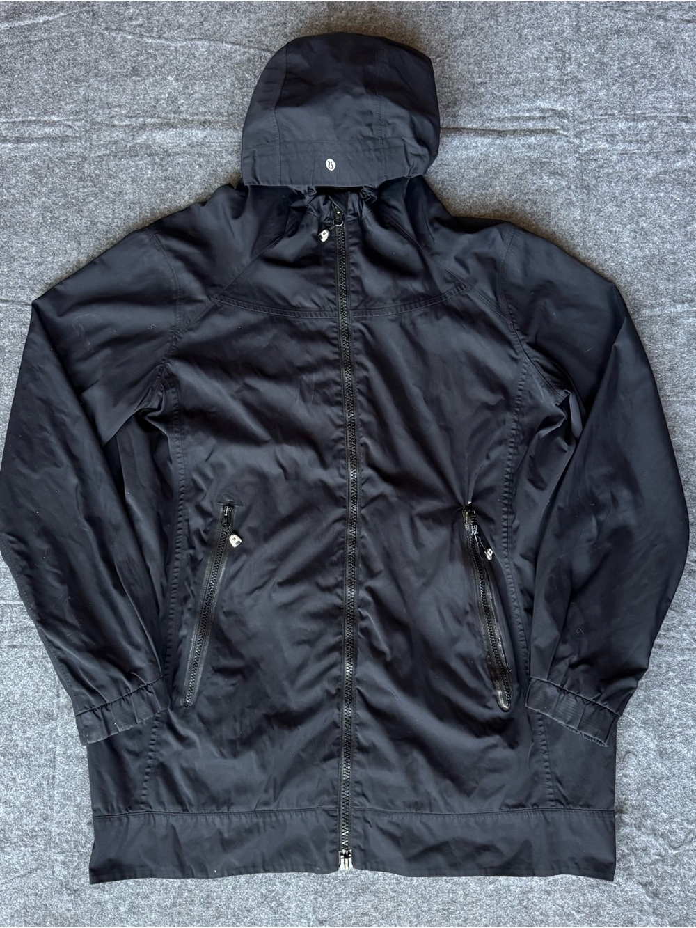 Older Lululemon Athletica Black Full Length Zip Up Raincoat